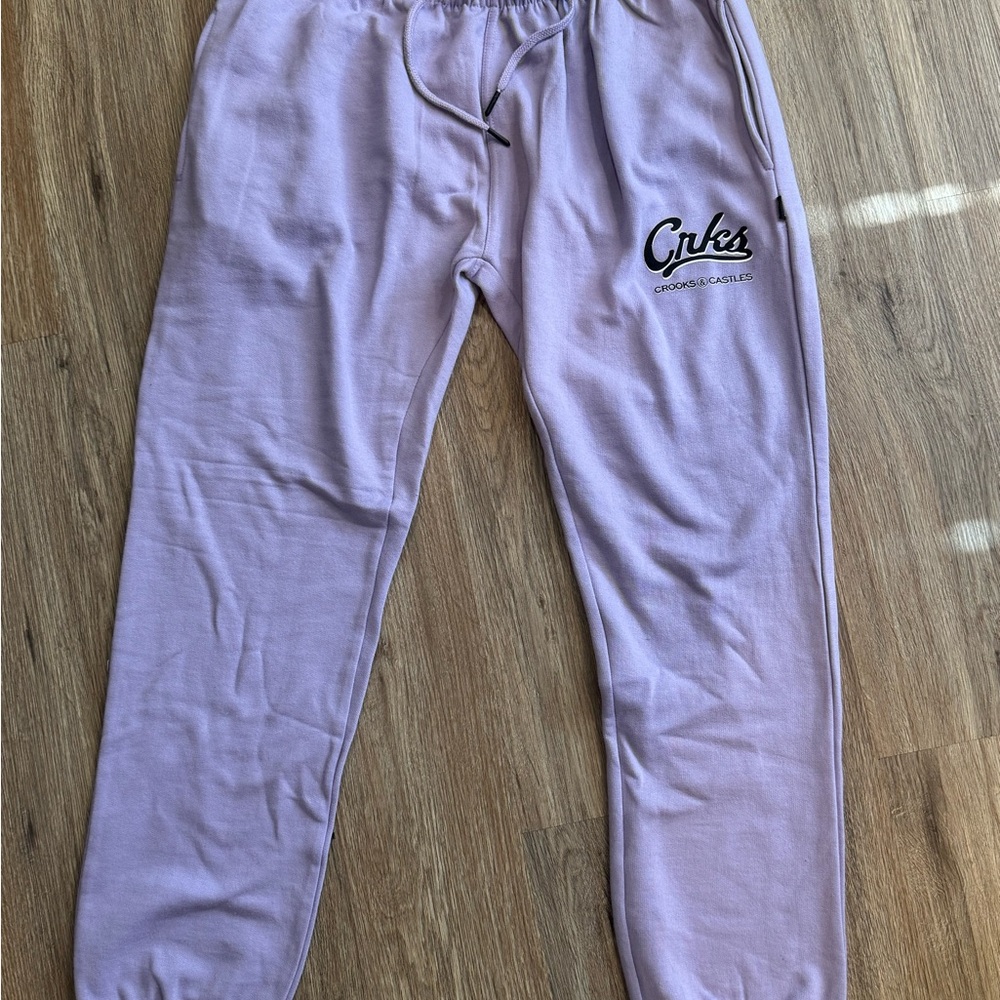 Crooks & Castles Lavender Sweatpants with Logo